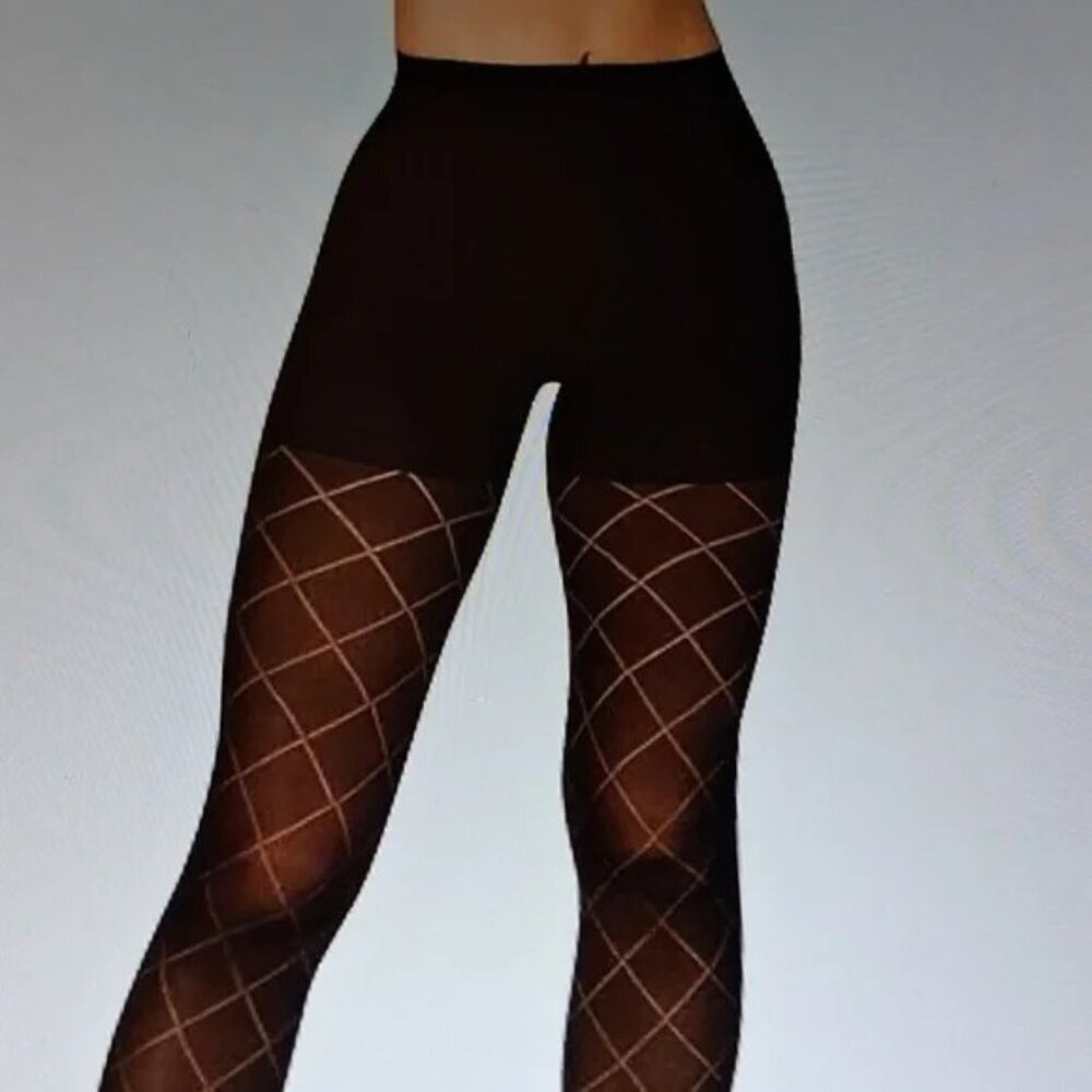 Love Your Assets by SPANX Flipside Diamond Reversible Shaping Black Tight